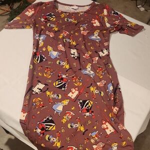 LuLaRoe Alice And Wonderland Multicolor Graphic Dress